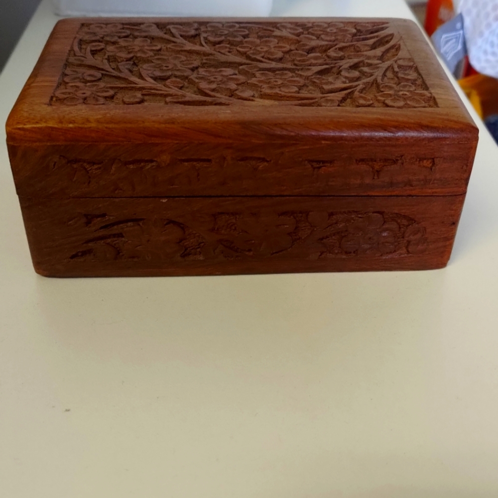 Floral Carved Wooden Box